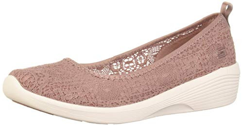 Skechers Womens Closed Toe Ballet Flats  Pink Mauve Crochet White Trim Mve  41
