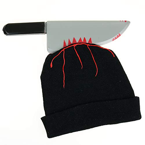 Skeleteen Zombie Scary Knife Hat - Bloody Zombies Horror Costume Accessories Beanie Hat With Large Butcher Weapon Skeleteen Zombie Scary Knife Hat - Bloody Zombies Horror Costume Accessories Beanie Hat With Large Butcher Weapon