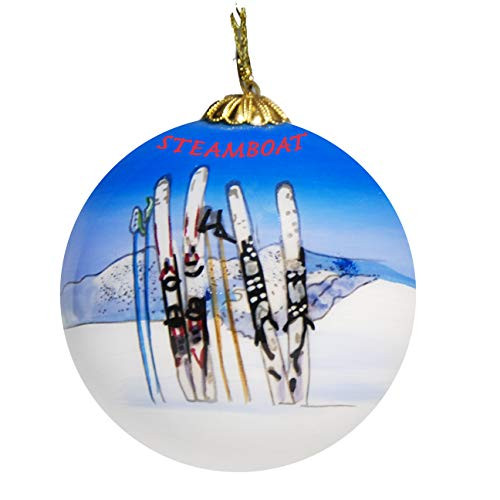 Art Studio Company Hand Painted Glass Christmas Ornament - Skis and Poles in Snow Steamboat Art Studio Company Hand Painted Glass Christmas Ornament - Skis and Poles in Snow Steamboat