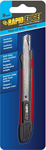 Rapid Edge All-Purpose 9mm Serrated Snap-Off Utility Knife with Acetone-Resistant Handle -Knife Only-