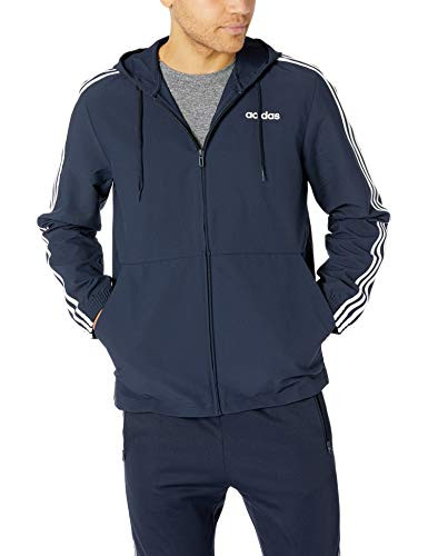 adidas Mens Essentials 3-Stripes Woven Windbreaker  Legend Ink-White  Medium