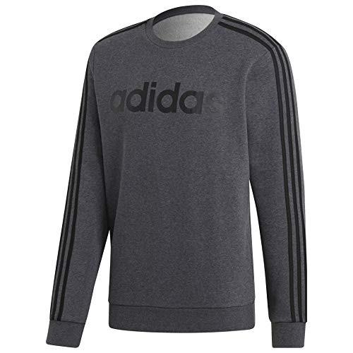 adidas mens Essentials 3-Stripes Sweatshirt Dark Grey Heather-Black XX-Large