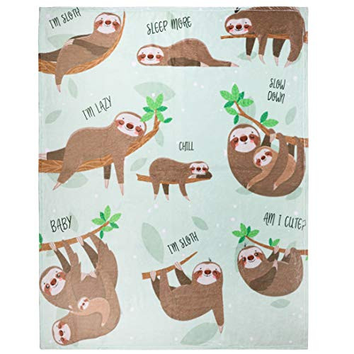 Sloth Throw Blanket  Adorable Super-Soft Extra-Large Sloth Blanket for Girls  Women  Teens  Kids  Baby  and Children  Cute Fleece Sloth Blanket -50in Sloth Throw Blanket  Adorable Super-Soft Extra-Large Sloth Blanket for Girls  Women  Teens  Kids  Baby  and Children  Cute Fleece Sloth Blanket -50in