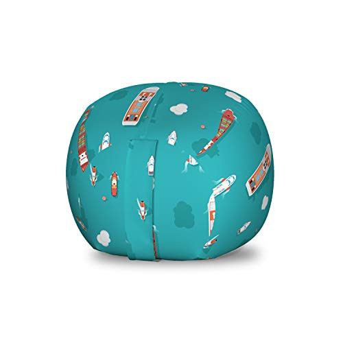 Ambesonne Cruise Ship Storage Toy Bag Chair  Top View Sea Ships Water and Yacht Boat Transport Cruise Travel Illustration  Stuffed Animal Organizer Wa