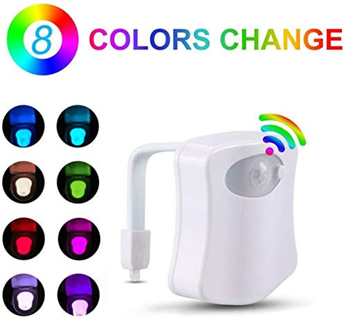 Toilet Night Light Motion Sensor LED Night Lights 8 Colors Toilet Bowl Nightlight for Bathroom Washroom