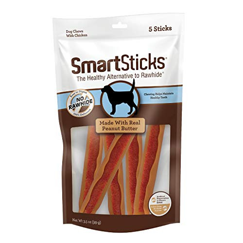 Smart Bone SmartSticks with Peanut Butter 5 Count  Rawhide-Free Chews for Dogs  No Artificial Preservatives or Flavors Added  3-5 OZ -SBPB-00320-