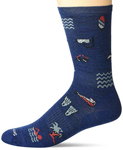 Smartwool Beach Day Crew Alpine Blue MD -Mens Shoe 6-8-5-