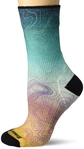 Smartwool PhD Outdoor Light Print Mid Crew Deep Marlin MD -Womens Shoe 7-9-5-