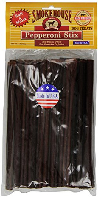Smokehouse Large 8 Inch Pepperoni Stix Dog Treats  16-Ounce