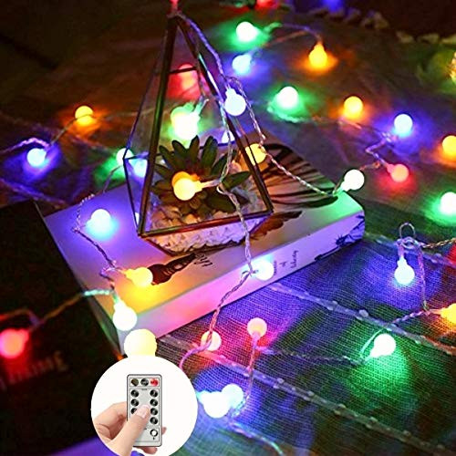 Globe Fairy Lights  16ft 50 LED Globe String Lights  8 Modes Globe Light Remote Control  Waterproof Fairy Light for Garden Party Bedroom  Birthday  Fe