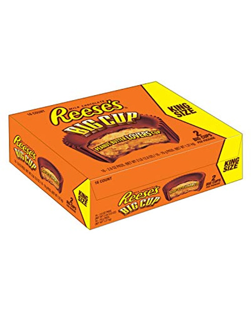 REESES Halloween Candy  Peanut Butter Cups  Chocolate Candy  Big Cup  King Size -Pack of 16-