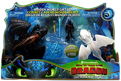 How to Train Your Dragon 3: The Hidden World Gift Set Toothless and Lightfury Dragons with Hiccup and Color Change Reveal Crystal