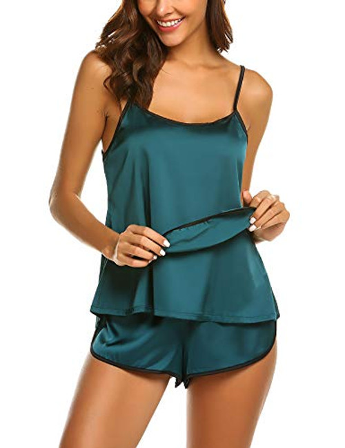 Ekouaer Womens Sexy Sleepwear Lingerie Satin Pajamas Cami Shorts Set Nightwear 15-dark Green Medium Ekouaer Womens Sexy Sleepwear Lingerie Satin Pajamas Cami Shorts Set Nightwear 15-dark Green Medium