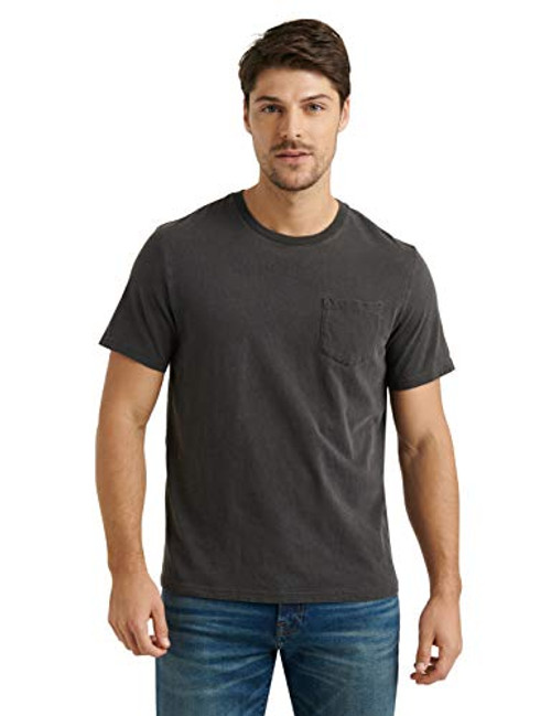 Lucky Brand Mens Short Sleeve Crew Neck Sunset Pocket Tee Shirt  Jet Black  XX-Large