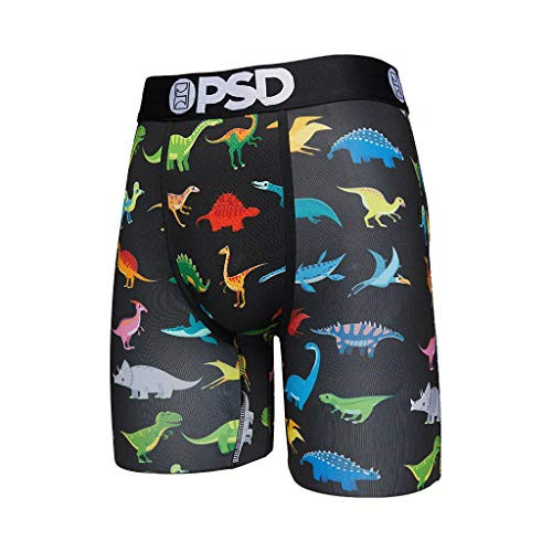 PSD Underwear Mens Printed Dinos Boxer Briefs -Black  X-Large-