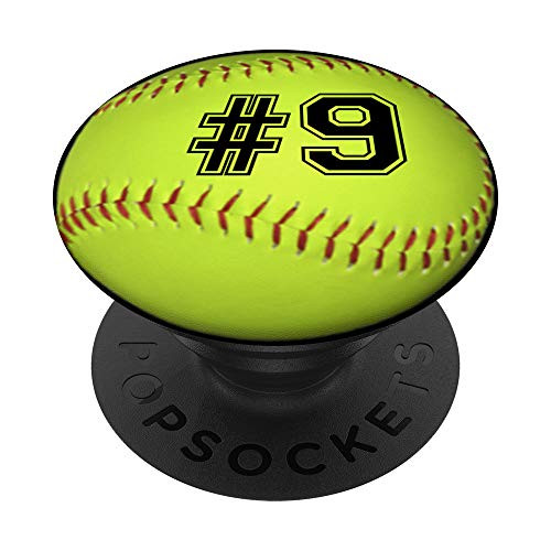 Softball Number 9 Softball PopSockets PopGrip Swappable Grip for Phones and Tablets