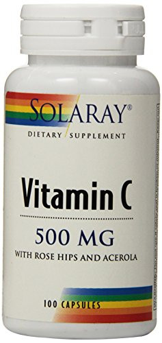 Solaray C w- Rose Hips and Acerola  Capsule -Btl-Plastic- 500mg - 100ct