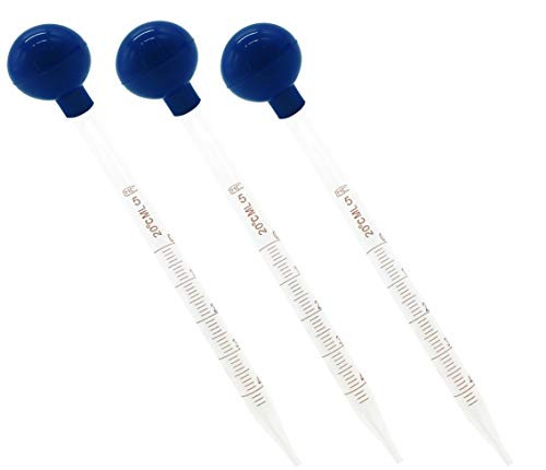 OESS Glass Graduated Dropper Pipettes 5ml with Blue Silicone Caps Pk-3 OESS Glass Graduated Dropper Pipettes 5ml with Blue Silicone Caps Pk-3