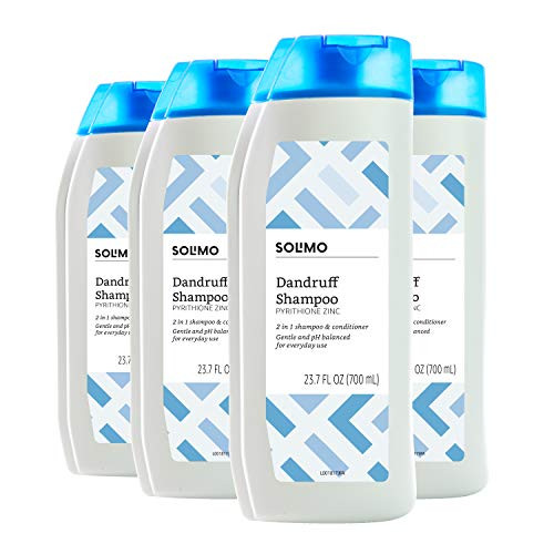 Amazon Brand - Solimo 2-in-1 Dandruff Shampoo and Conditioner  Gentle and pH Balanced  23-7 Fluid Ounce -Pack of 4-
