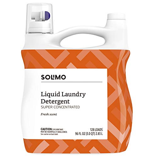 Amazon Brand - Solimo Concentrated Liquid Laundry Detergent  Fresh Scent  128 loads  96 Fl Oz