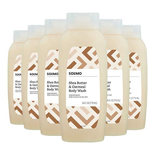 Amazon Brand - Solimo Shea Butter and Oatmeal Body Wash  24 Fluid Ounce -Pack of 6-