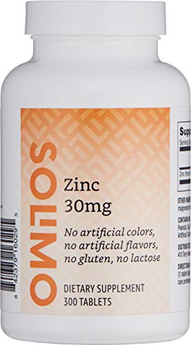 Amazon Brand - Solimo Zinc 30mg  300 tablets  Ten Month Supply