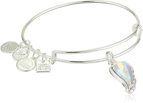 Alex and Ani Crystal Wing EWB Bangle Bracelet  Shiny Silver  Expandable