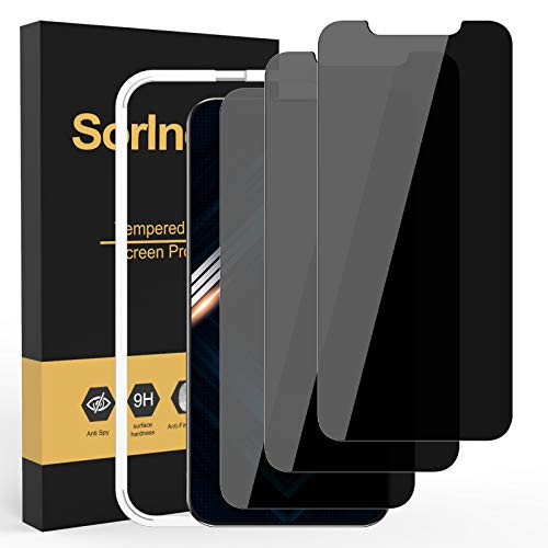 -3 Pack- Sorlnern Privacy Screen Protector for iPhone 12  iPhone 12 Pro Privacy Screen Protector  Anti Spy Tempered Glass Film  with Easy Installation