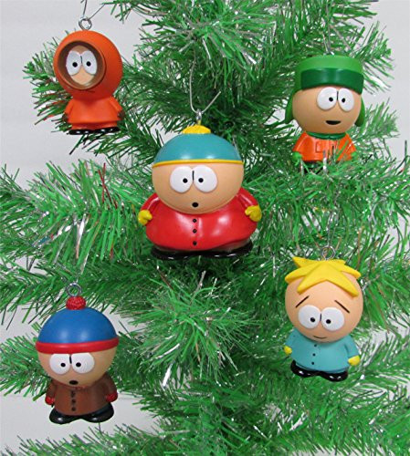 South Park 4 Piece Ornament Set Featuring Eric Cartman  Stan Marsh  Kyle Broflovski  Kenny McCormick and Butters Stotch  Ornaments Average 2-5 Inches