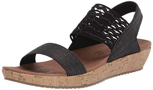 Skechers Womens Ankle Strap Wedge Sandal  Black  9 M US