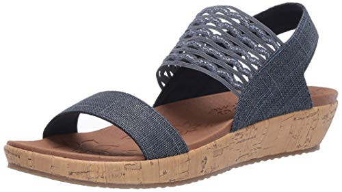 Skechers Womens Ankle Strap Wedge Sandal  Navy  11 M US