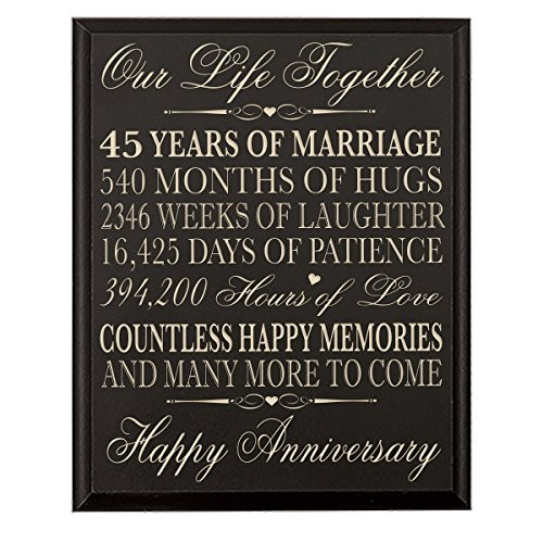 LifeSong Milestones 45th Wedding Anniversary Wall Plaque Gifts for Couple  45th for Her 45th Wedding for Him Wall Plaque Special Dates to Remember -Bl