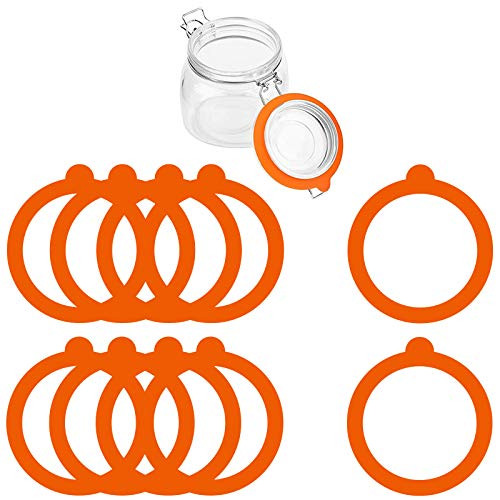 10 Pieces Silicone Jar Gaskets Replacement  Silicone Gasket Sealing Airtight Rubber Seals Canning Rings for Regular Glass Mouth Canning Jars -Orange-