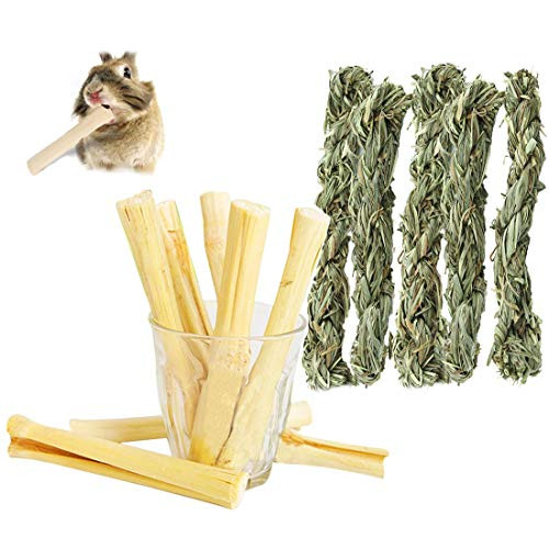 300g Bunny Sweet Bamboo Chew Sticks Timothy Hay Twists Chewing Natural Treats for Rabbits Gerbils Guinea Pigs Chinchillas Hamsters Squirrels