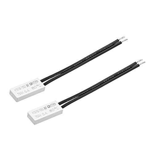 uxcell KSD9700 Thermostat  80? Normally Open Temperature Switch  N-O 5A Thermal Switch Bimetal Temperature Controller 2pcs