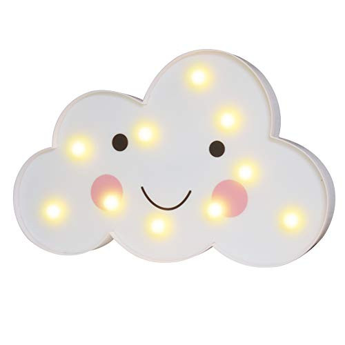 3D Painted Cloud LED Night Lights  Emoji Face Marquee Cloud Signs  Battery Operated Table Lamp Girls Gift Toy Home Decor for Kids  Baby  Nursery  Liv