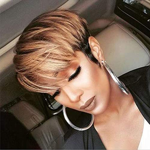 Divine Hair Short Red Pixie Cut Wig Short Black Brown Wigs for Women Short Cut Synthetic Wigs for Black Women African American Wigs -Black Brown- Divine Hair Short Red Pixie Cut Wig Short Black Brown Wigs for Women Short Cut Synthetic Wigs for Black Women African American Wigs -Black Brown-
