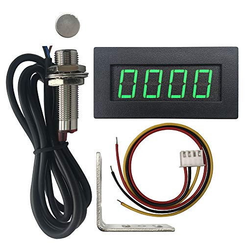 DIGITEN 4 Digital LED Tachometer RPM Speed Meter-Hall Proximity Switch Sensor NPN Green-Sensor Mounting Holder