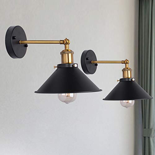 2 Pack Arm Swing Wall Lights Industrial Wall Sconces Vintage Wall Lamp Fixture Barn Farmhouse Lamps Bronze Finish Black