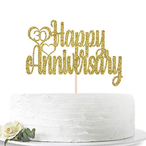 Gold Glitter Happy 30th Anniversary Cake Topper for 30th Wedding Anniversary - 30th Anniversary Party - 30th Birthday Party Decorations Gold Glitter Happy 30th Anniversary Cake Topper for 30th Wedding Anniversary - 30th Anniversary Party - 30th Birthday Party Decorations