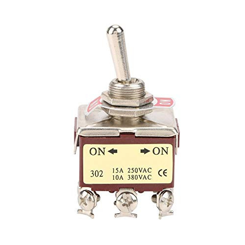 ON-ON 2 Position Toggle Switch 3PDT 9 Pin 12mm 15A-250VAC 10A-380VAC Rocker Toggle Switch