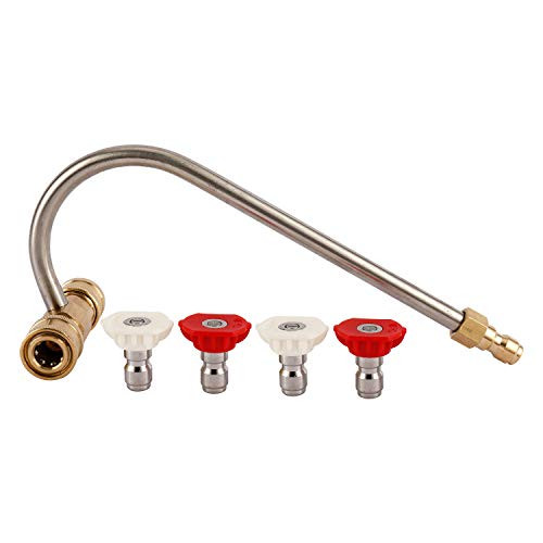 HYDDNice Gutter Cleaner Attachment for Pressure Washer with 4 Nozzles Tips - 0 Degree and 40 Degree 1-4 Inch Quick Connect  4000 PSI