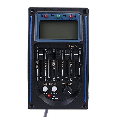 Acoustic 5-Band EQ Equalizer Guitar Preamp Piezo Pickup Tuner with LCD Display and Easy to Read