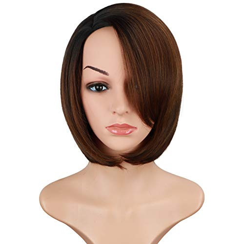 Ombre Brown Bob Wigs With Bangs For Black Women Side Part Bob Wigs With Side Bangs Synthetic Brown Bob Wigs Short Straight Bob Wigs 12 Inch -Ombre Bro Ombre Brown Bob Wigs With Bangs For Black Women Side Part Bob Wigs With Side Bangs Synthetic Brown Bob Wigs Short Straight Bob Wigs 12 Inch -Ombre Bro