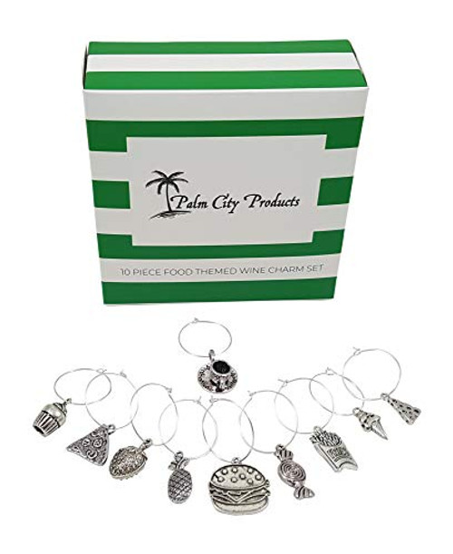 Food Lovers Themed Wine Charms - 10 Piece Wine Charm Set - Great Gift for Foodies Food Lovers Themed Wine Charms - 10 Piece Wine Charm Set - Great Gift for Foodies