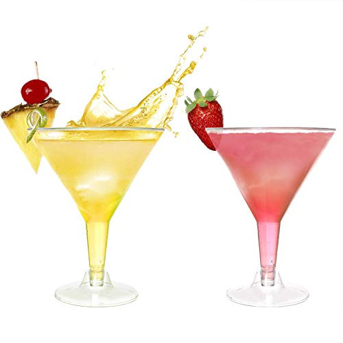 7oz Plastic Martini Glasses for Parties Clear Plastic Martini Glasses Mini Dessert Cups Clear Plastic Wine Glasses Plastic Cocktail Glasses 60 pack