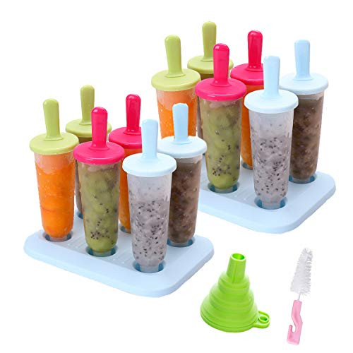 LERTREE 6pcs-set Popsicle Molds Ice Pop Makers Ice Pop Molds Ice Bar Maker Plastic Popsicle Mold  2 Set Ice Pop Maker With Silicone Funnel and Cleaning