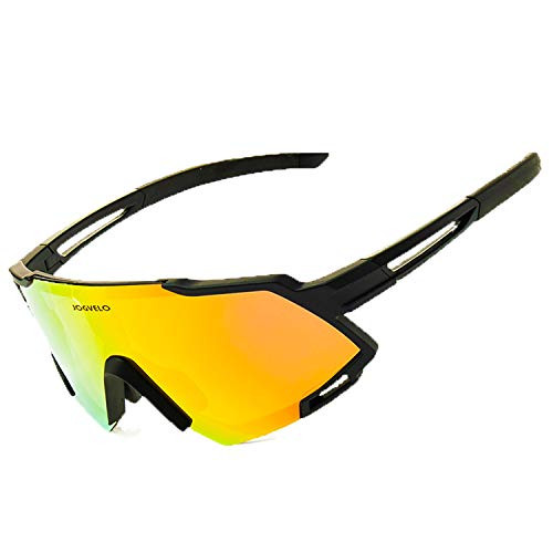 JOGVELO Sport Sunglasses Polarized for Men UV400 Protection con 3 Interchangeable Lens for Cycling Running Baseball Golf  BlackandRed