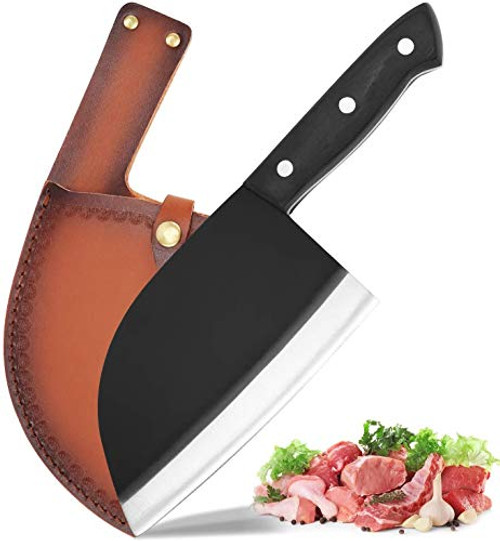 Butcher Knife - imarku 7- inch Kitchen Chopper Knife Full Tang Serbian Chef Knife High Carbon Clad Steel Meat Cleaver with Leather Knife Sheath Butcher Knife - imarku 7- inch Kitchen Chopper Knife Full Tang Serbian Chef Knife High Carbon Clad Steel Meat Cleaver with Leather Knife Sheath