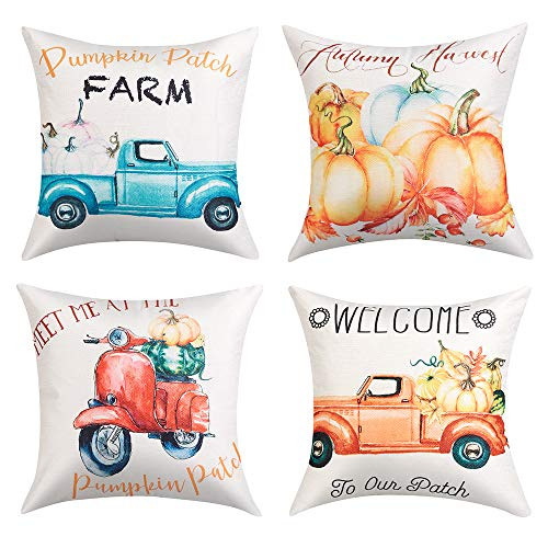 Lanpn Fall Decor Pillow Covers 18x18 Decorative Thanksgiving Harvest Farmhouse Autumn Pumpkin Truck Throw Pillow Shams Cover Cases Set of 4 for Couch Lanpn Fall Decor Pillow Covers 18x18 Decorative Thanksgiving Harvest Farmhouse Autumn Pumpkin Truck Throw Pillow Shams Cover Cases Set of 4 for Couch